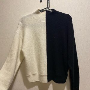 H&M Half Black & White Mock Neck Sweater